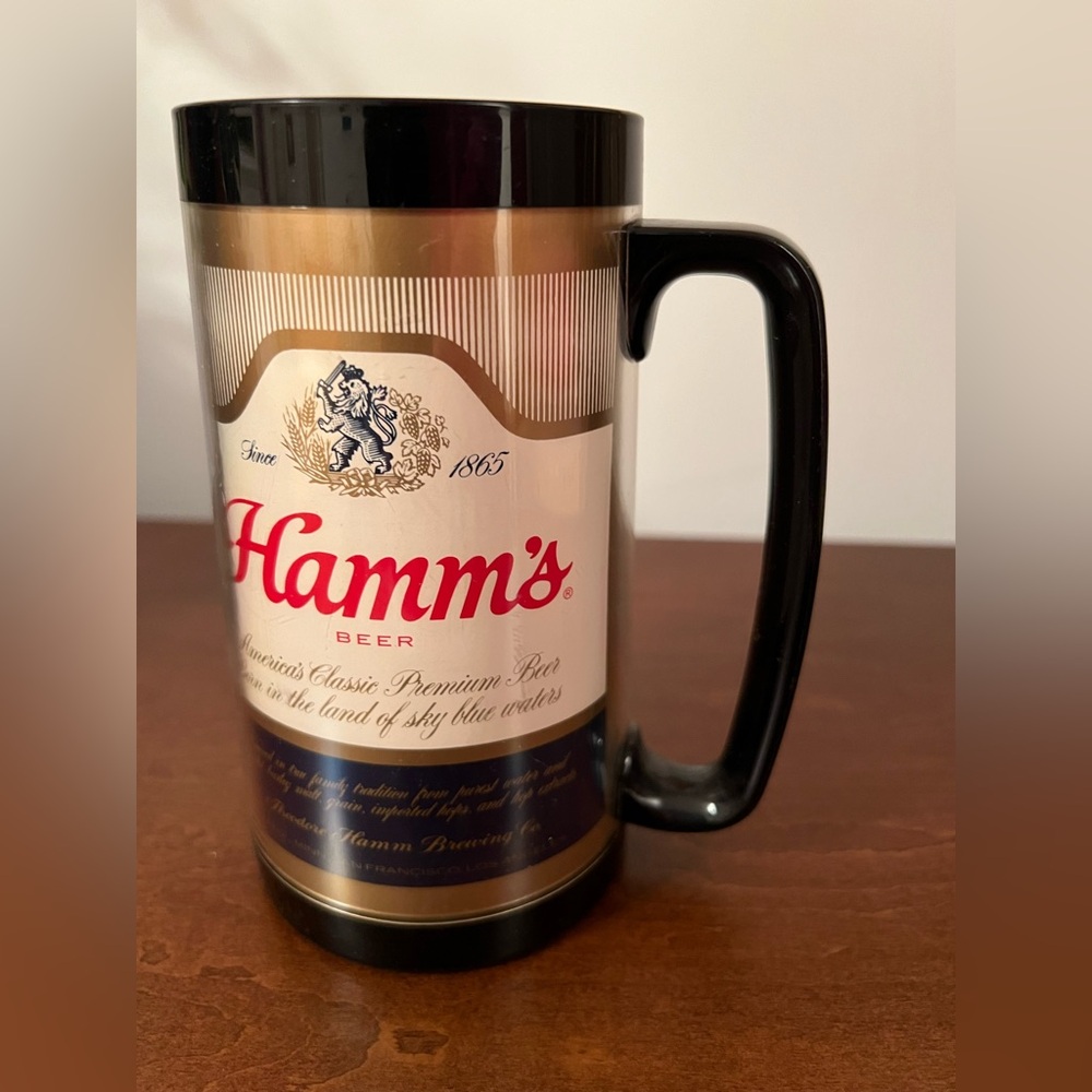 Hamm’s Thermo-Serve Black and Gold Insulated Beer Mug
